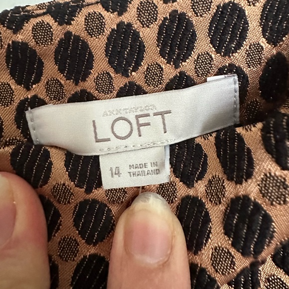 Loft Skirt Womens Bronze Brown Black Polka Dot Straight Pencil - Picture 3 of 4